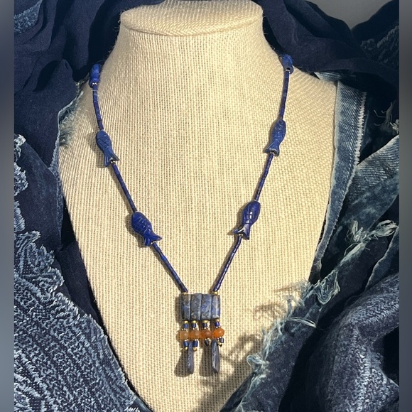 Artisan Lapis Lazuli Beaded Stationery Necklace - Picture 1 of 5